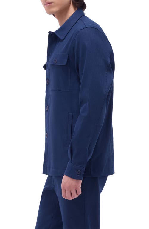 Bugatchi Linen & Cotton Stretch Shirt Jacket In Navy