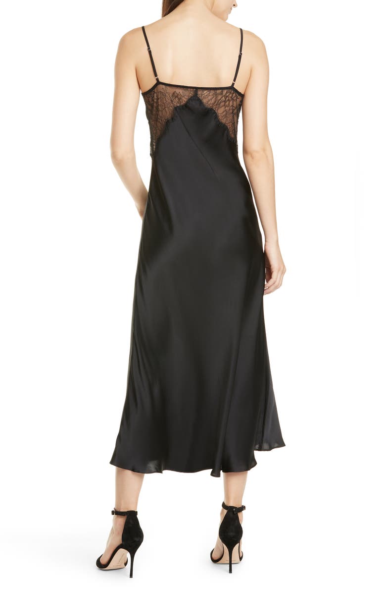 CAMI NYC The Tucker Lace Trim Silk Midi Slipdress, Alternate, color, 