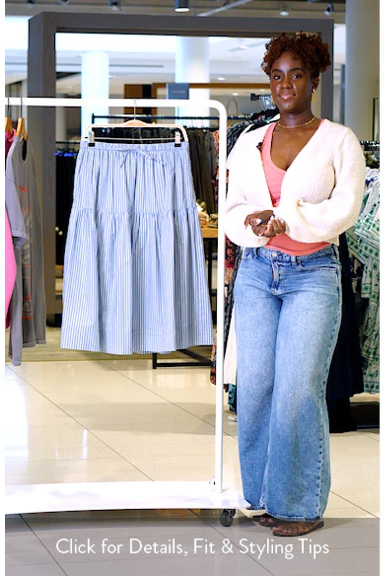 Striped Drop Waist Poplin Midi Skirt video