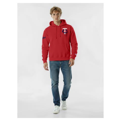 Men's Champion  Red Minnesota Twins Reverse Weave Chenille Hoodie