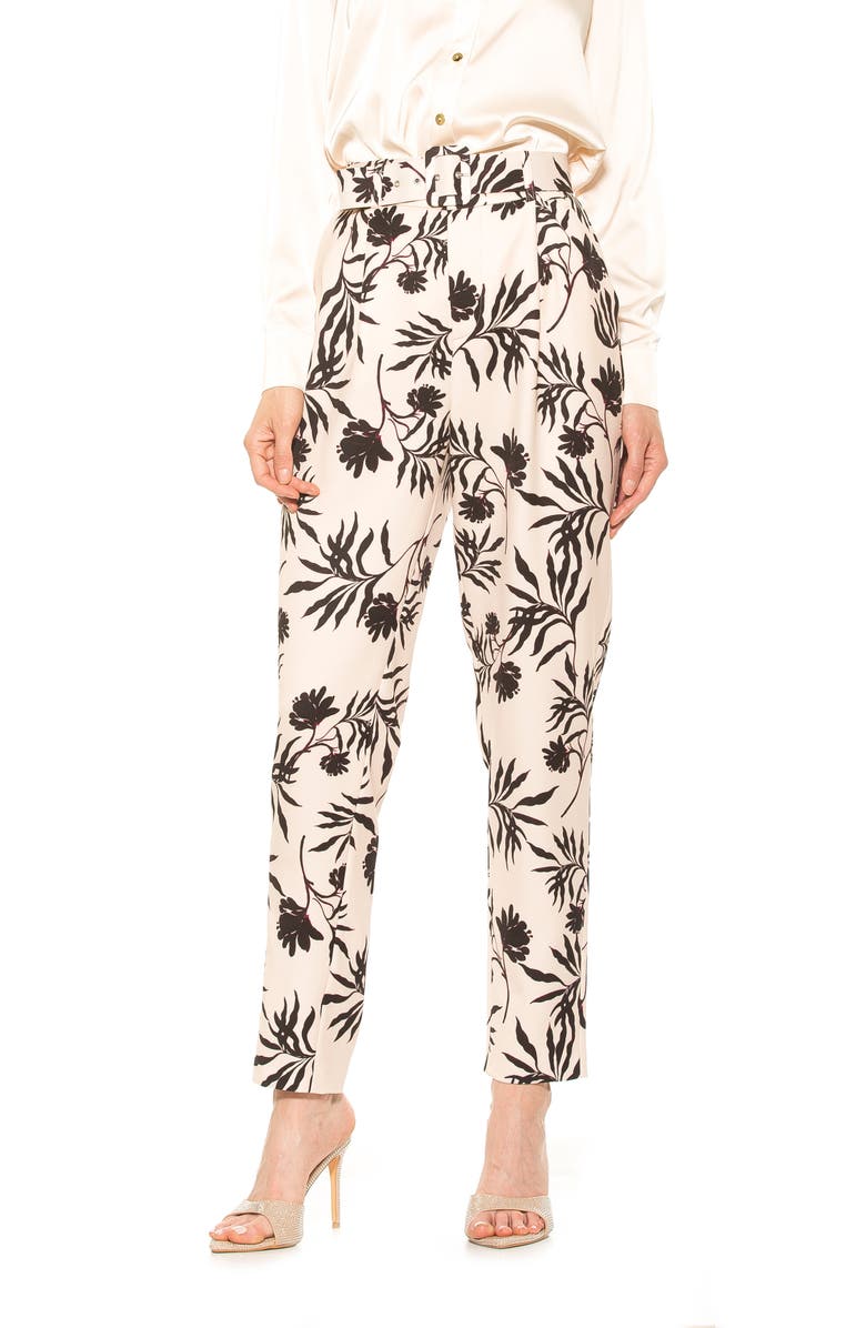 Alexia Admor Zayna Belted Cigarette Pants, Alternate, color, Oat Floral