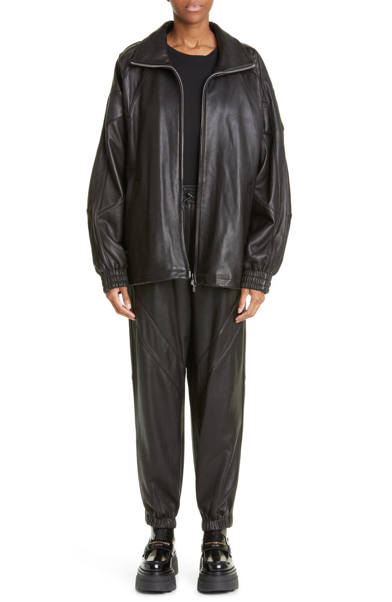 Alexander Wang Logo Lambskin Leather Track Pants, Alternate, color, 