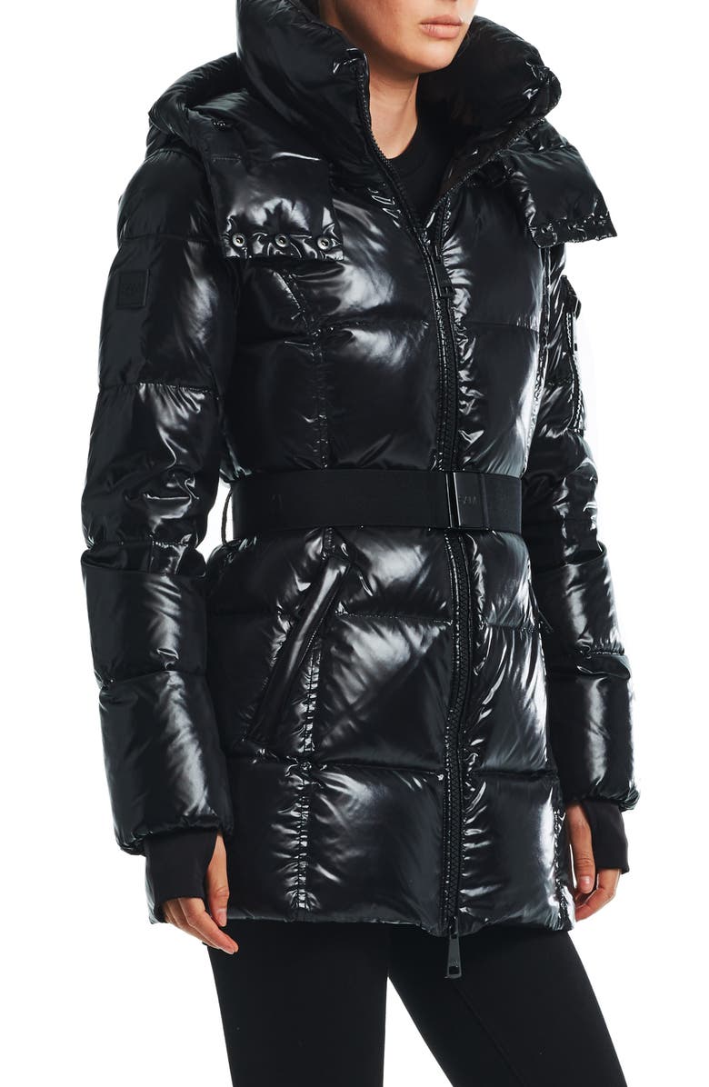 SAM. Soho Belted Down Puffer Coat, Alternate, color, Jet