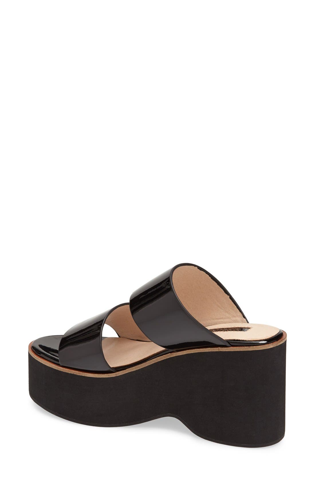 'Whiskey' Platform Wedge Sandal, Alternate, color, BLACK