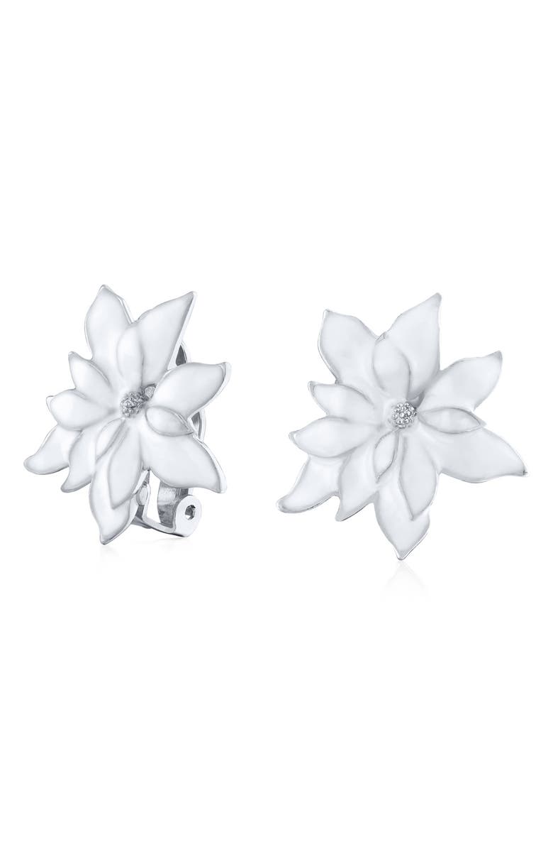 BLING JEWELRY Holiday Pointsettia Flower Stud Earrings, Alternate, color,