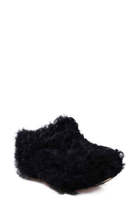 Fauna Genuine Shearling Platform Clog Slipper (Women)