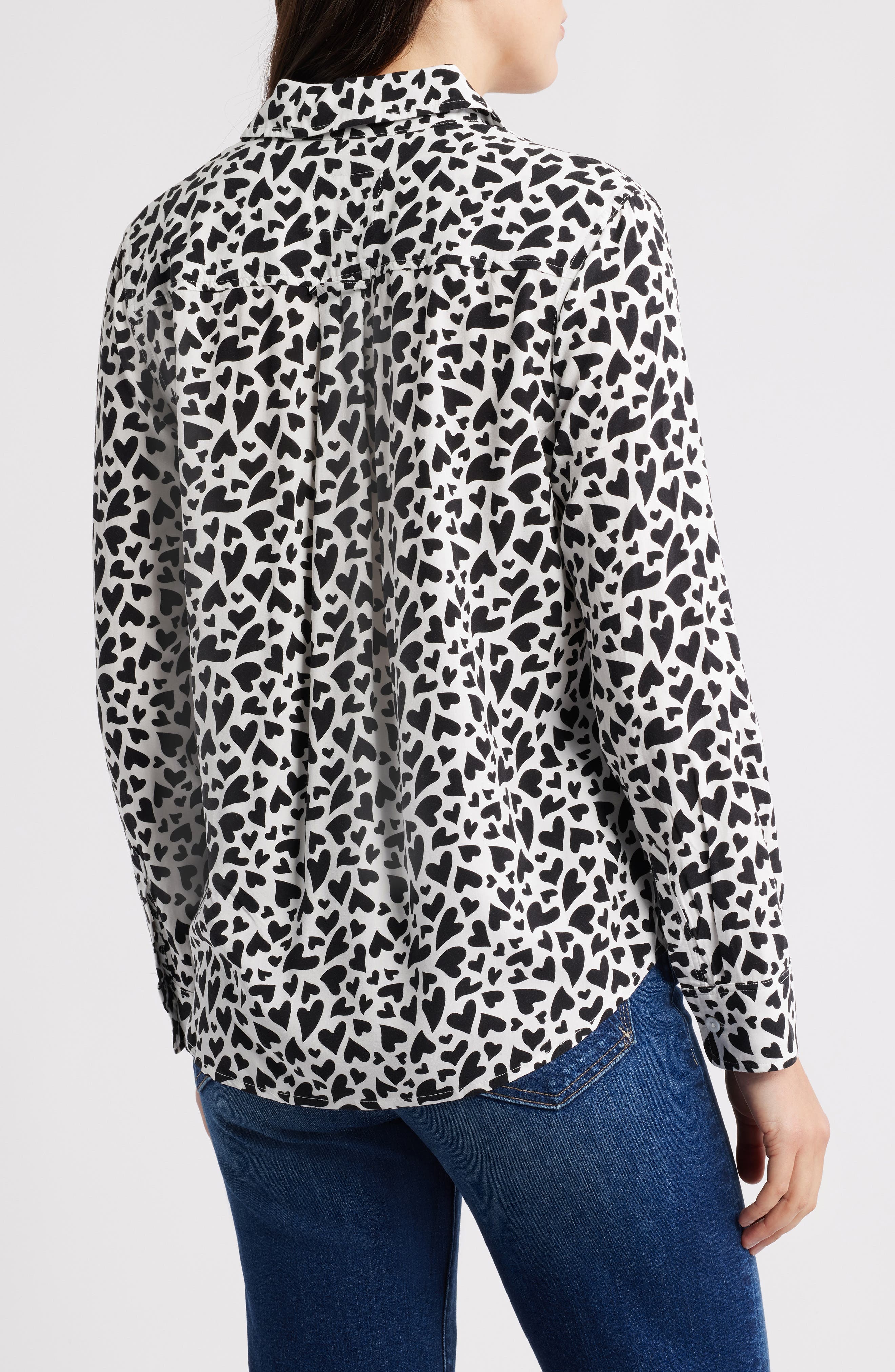 Kathryn Heart Print Long Sleeve Button-Up Shirt - image 2