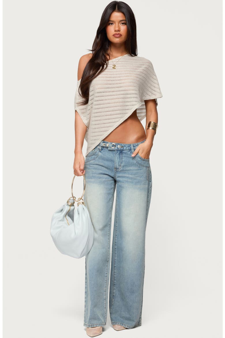 Loma Metallic Asymmetric One-Shoulder Knit Top, Alternate, color, BEIGE