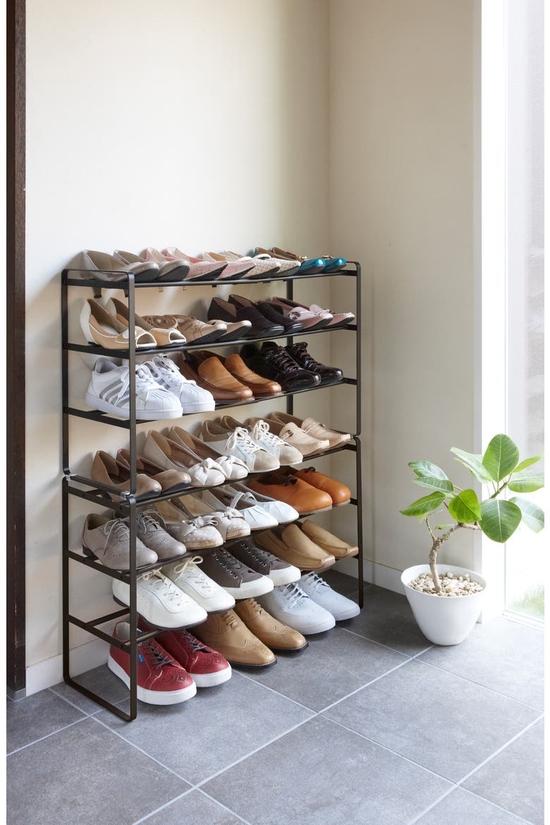 3-Tier Expandable Shoe Rack, Alternate, color, BLACK