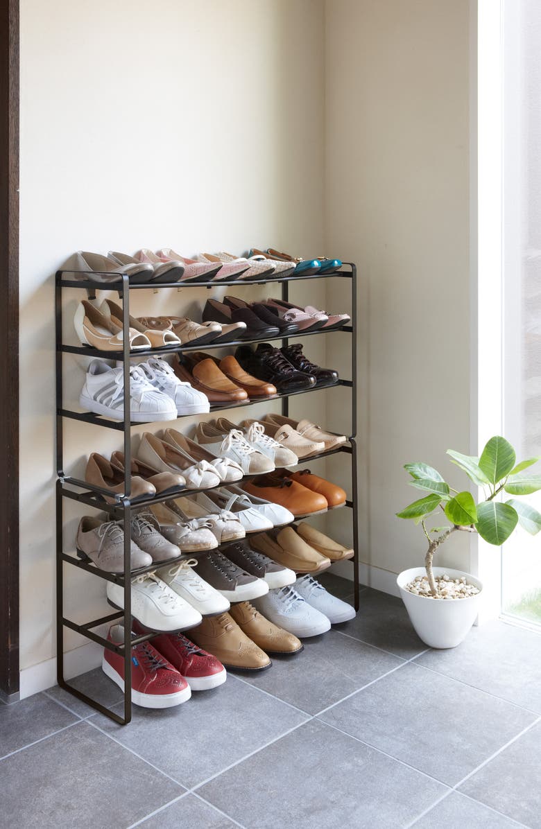 Yamazaki 3-Tier Expandable Shoe Rack, Alternate, color, Black