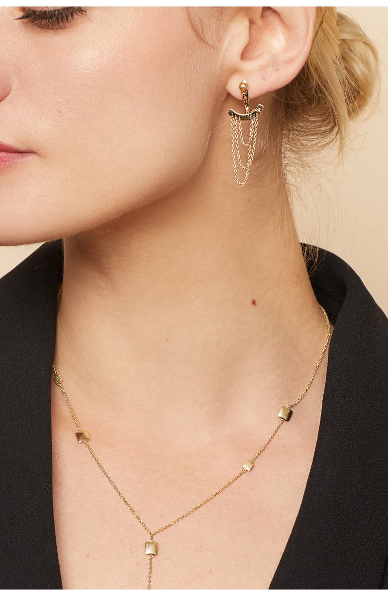 Oradina 14K Yellow Gold Palermo Ear Jackets, Alternate, color, Yellow Gold