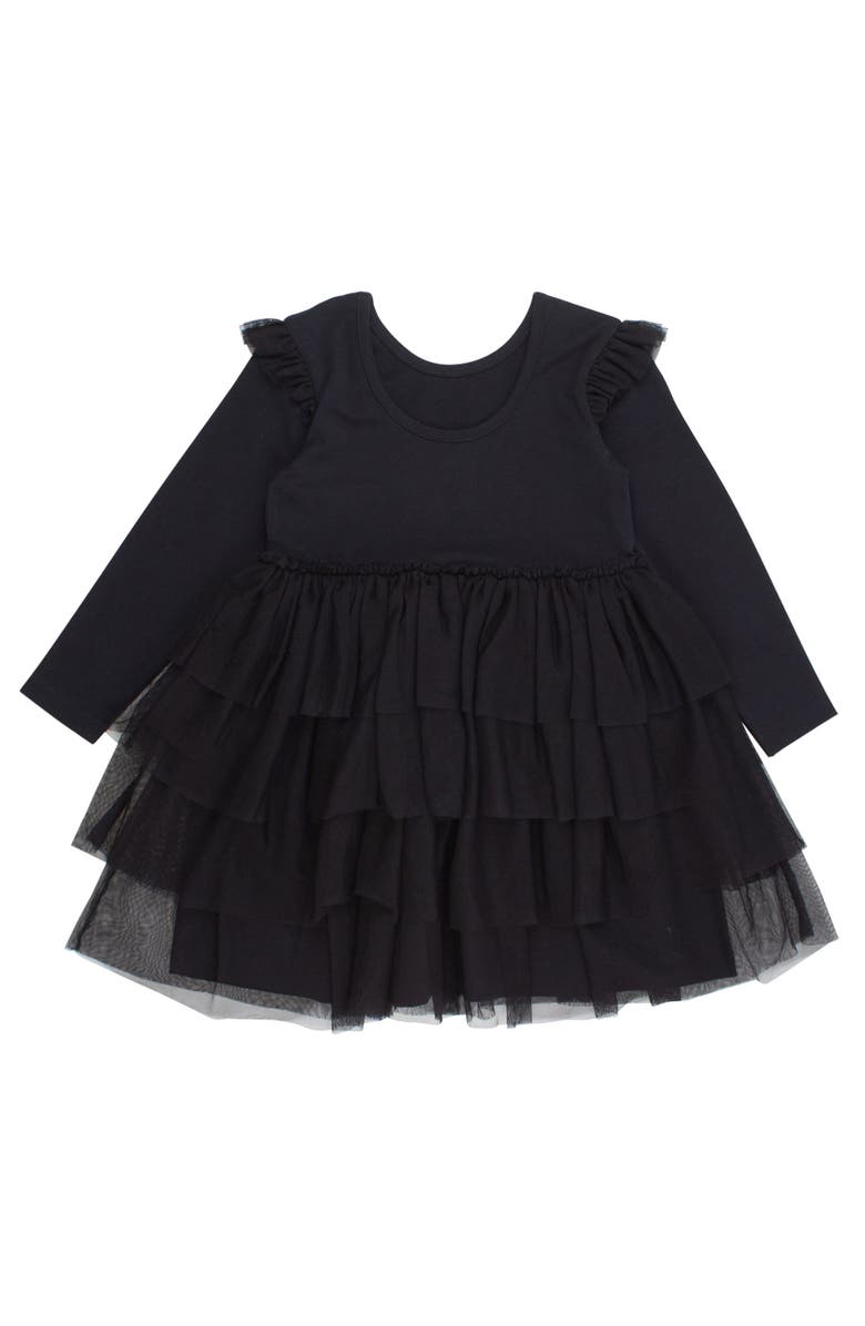 RuffleButts Girls Flutter Tulle Long Sleeve Twirl Dress, Alternate, color,
