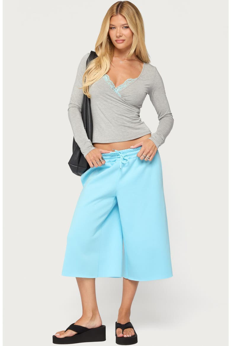Sanel Lacey Long Sleeve Top, Alternate, color, GRAY-AND-AQUA