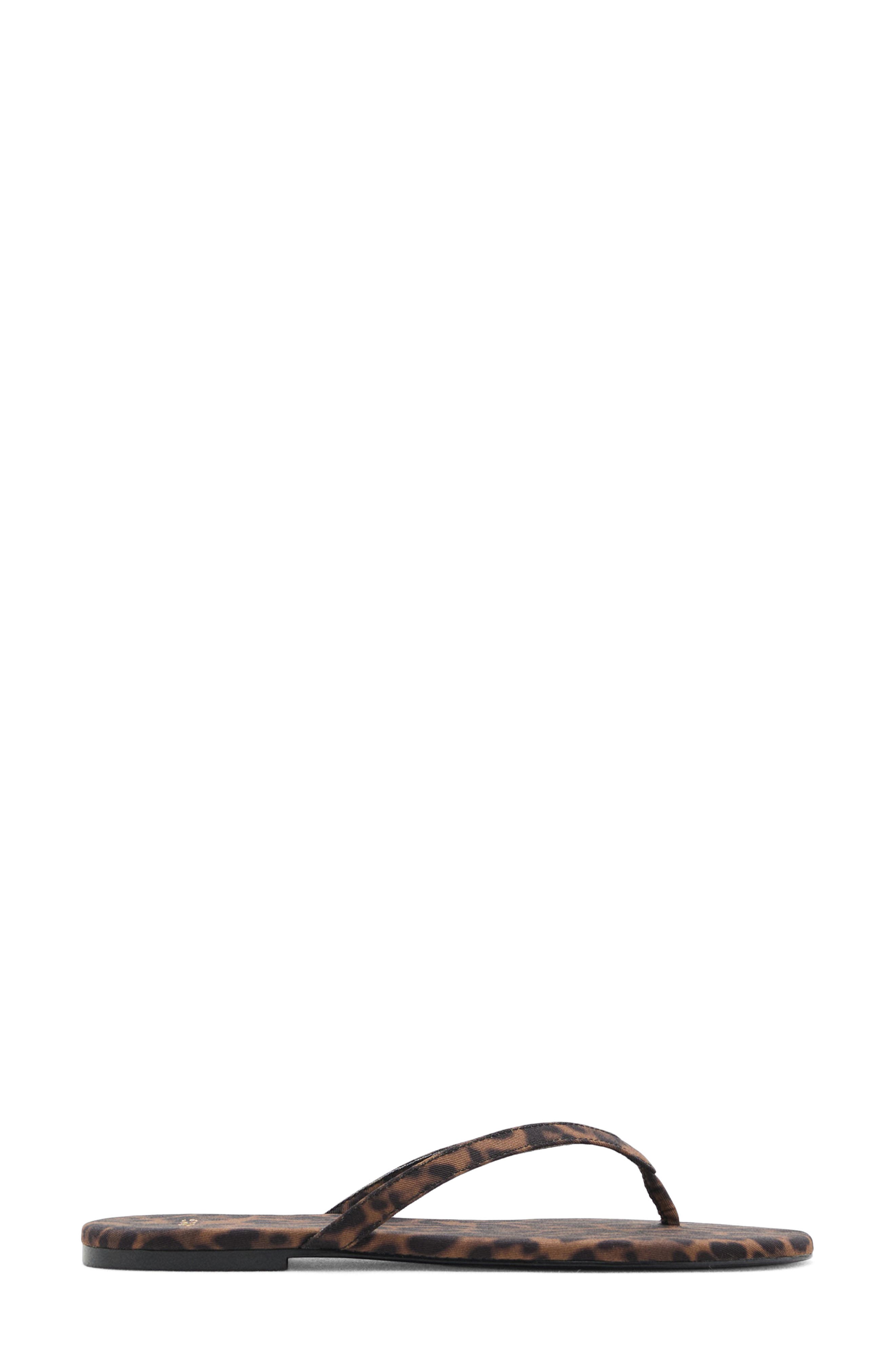 MANGO Leopard Print Flip Flop, Alternate, color, Black