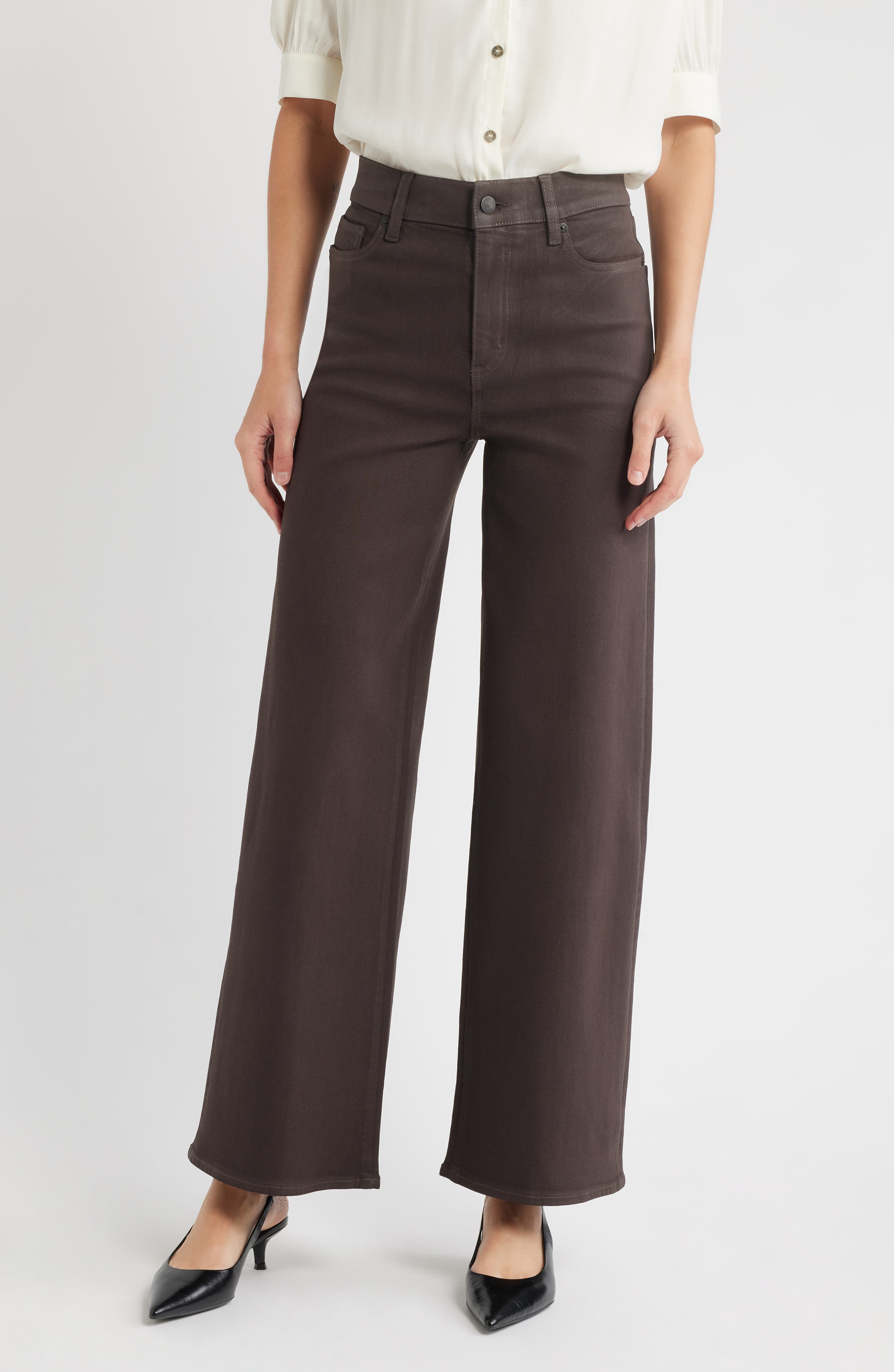 FRAME Le Slim Palazzo Coated High Waist Wide Leg Jeans
