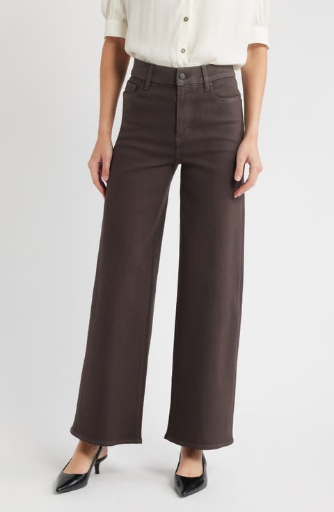 Le Slim Palazzo Coated High Waist Wide Leg Jeans (Truffle Coated)