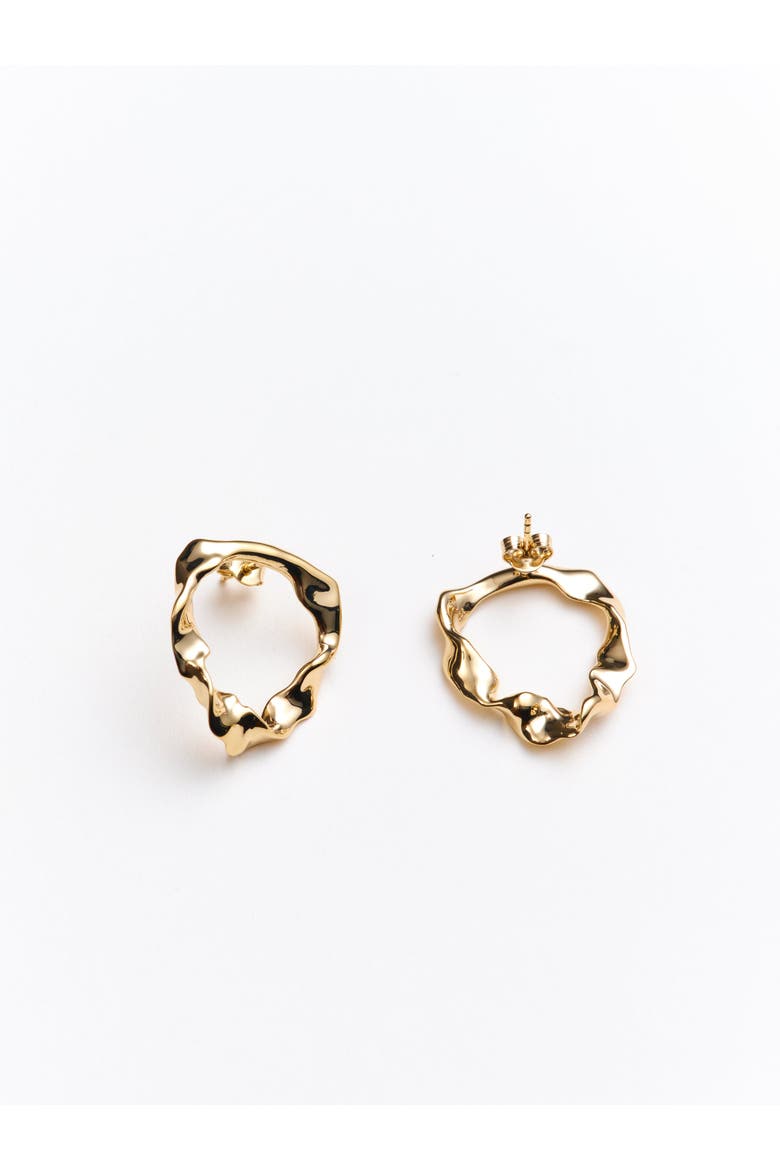 Nicola Beaten Round Earrings, Alternate, color, Recycled Gold Vermeil