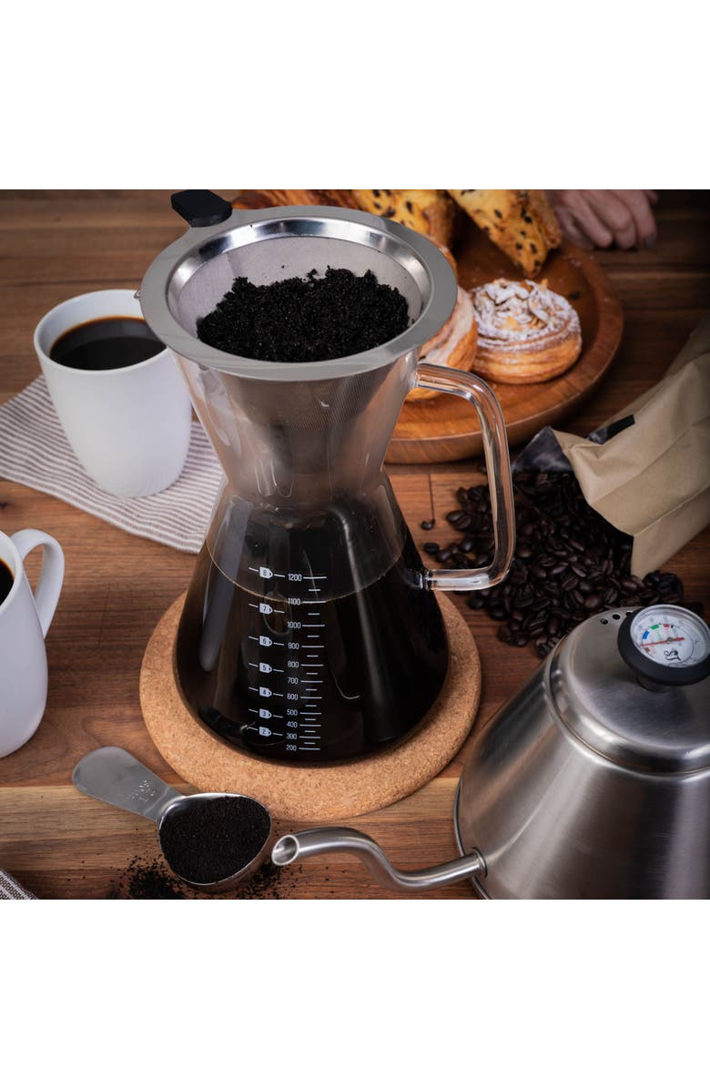 London Sip Glass Pour Over Carafe w/ Reusable Filter, 1200ml, Alternate, color, Clear