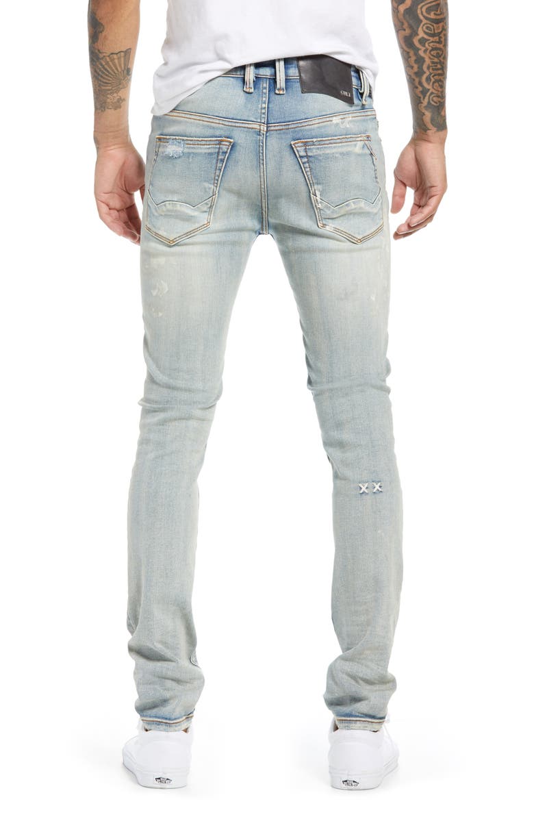 Cult of Individuality Punk Destroyed Paint Splatter Super Skinny Jeans, Alternate, color, 