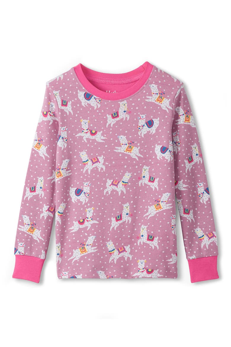 Kids' Dancing Alpacas Fitted Two-Piece Pajamas, Alternate, color, MAUVE ORCHID