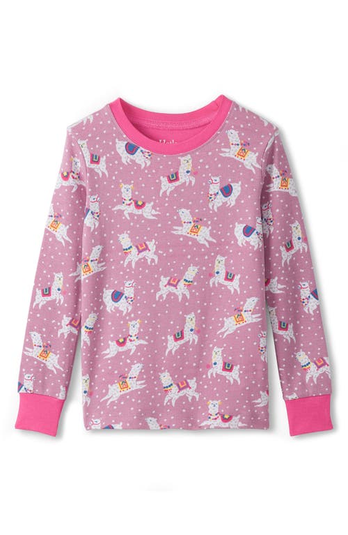 Hatley Kids' Dancing Alpacas Fitted Two-piece Pajamas In Pink