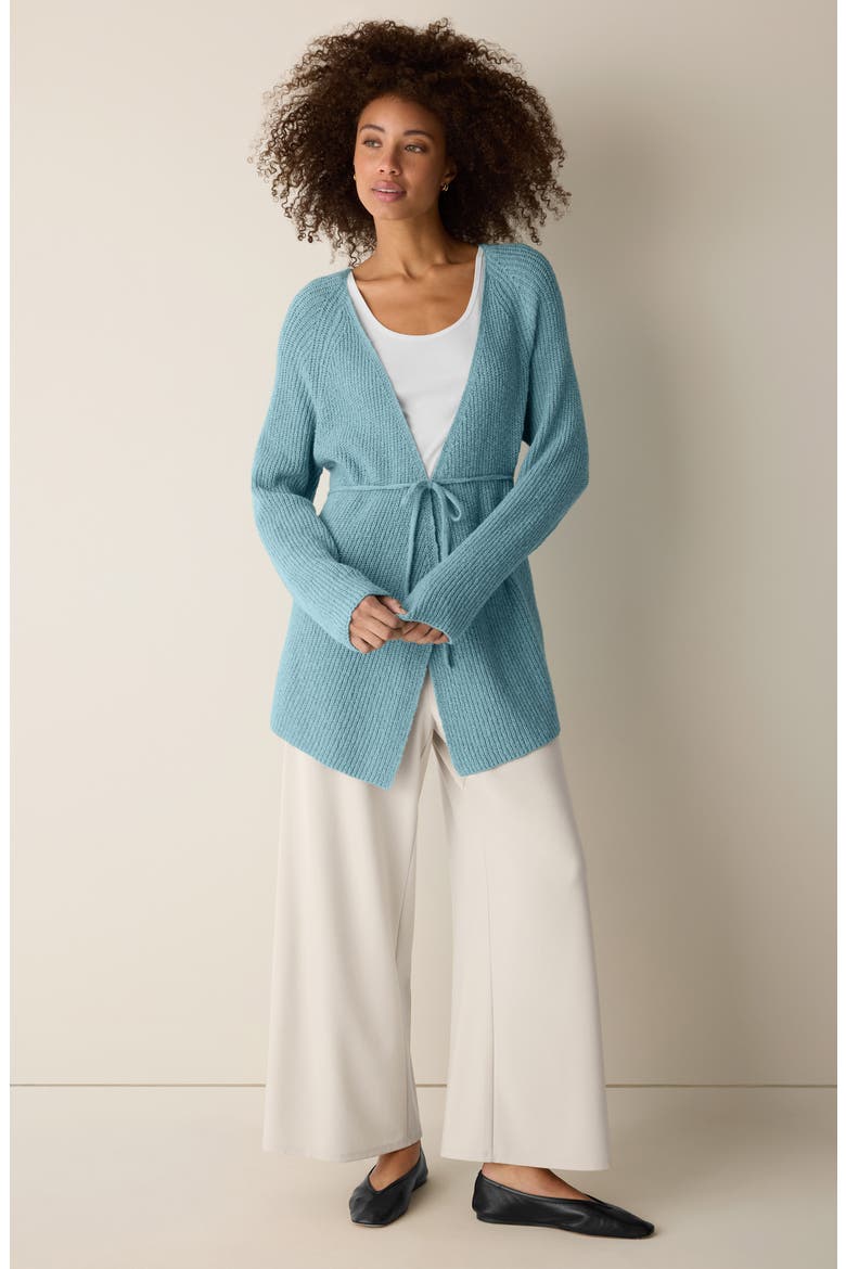 Tie Front Longline Cardigan, Alternate, color, SEAFOAM