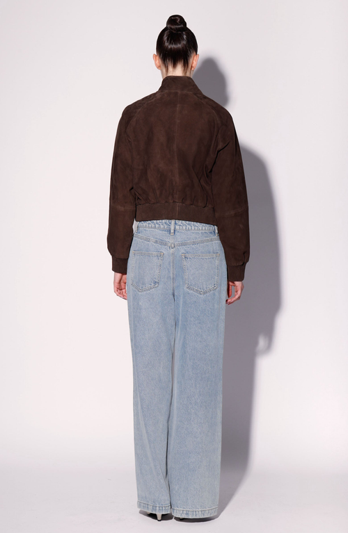 Walter Baker Bowie Suede Bomber Jacket In Brown
