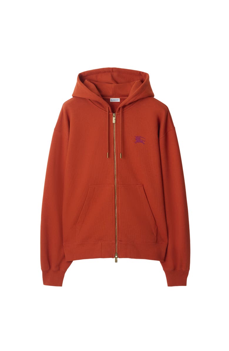 Burberry Gothic Logo Cotton Zip Hoodie, Alternate, color, Fire Orange