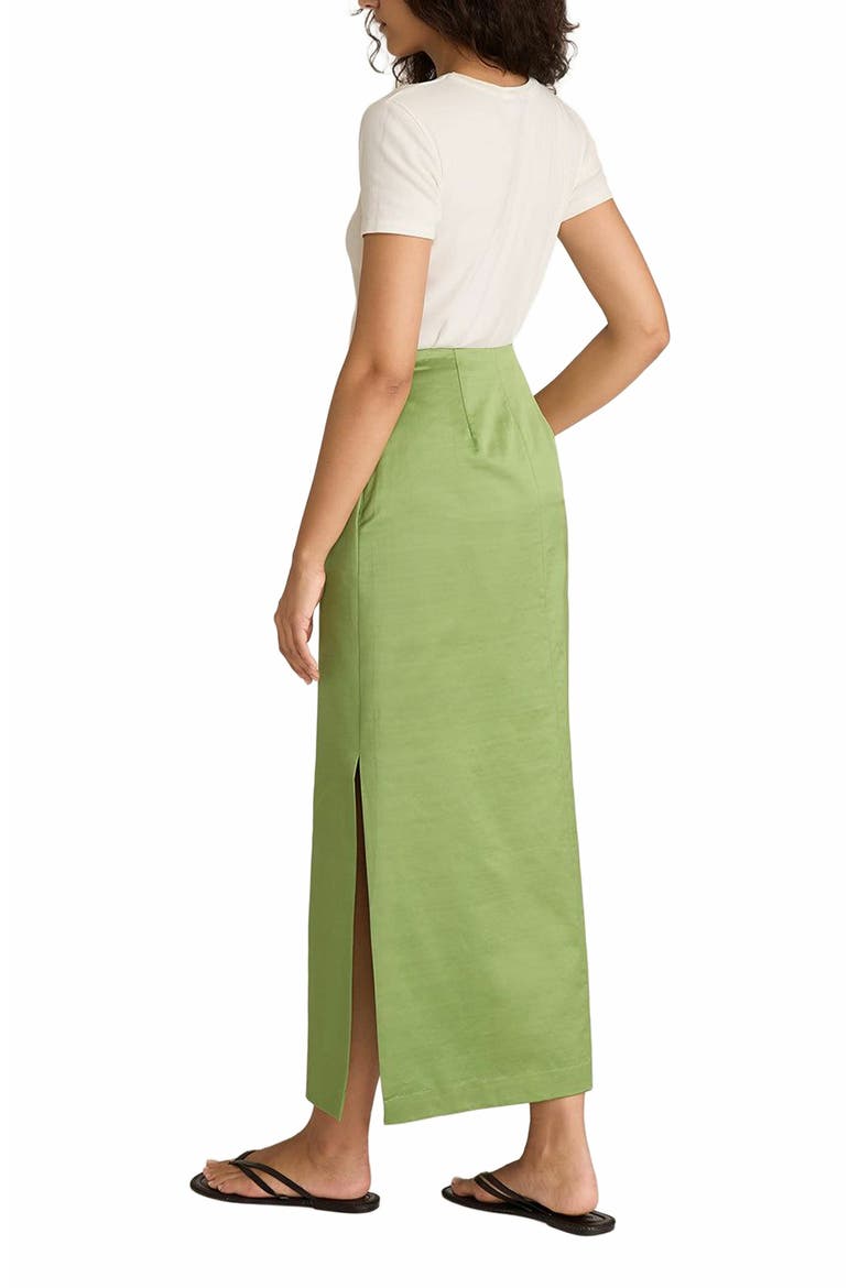 Slub Sateen Midi Skirt, Alternate, color, Fern