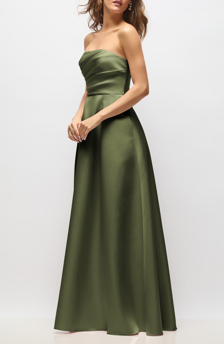 Alfred Sung Josephine Straplesss Mikado Gown, Alternate, color,