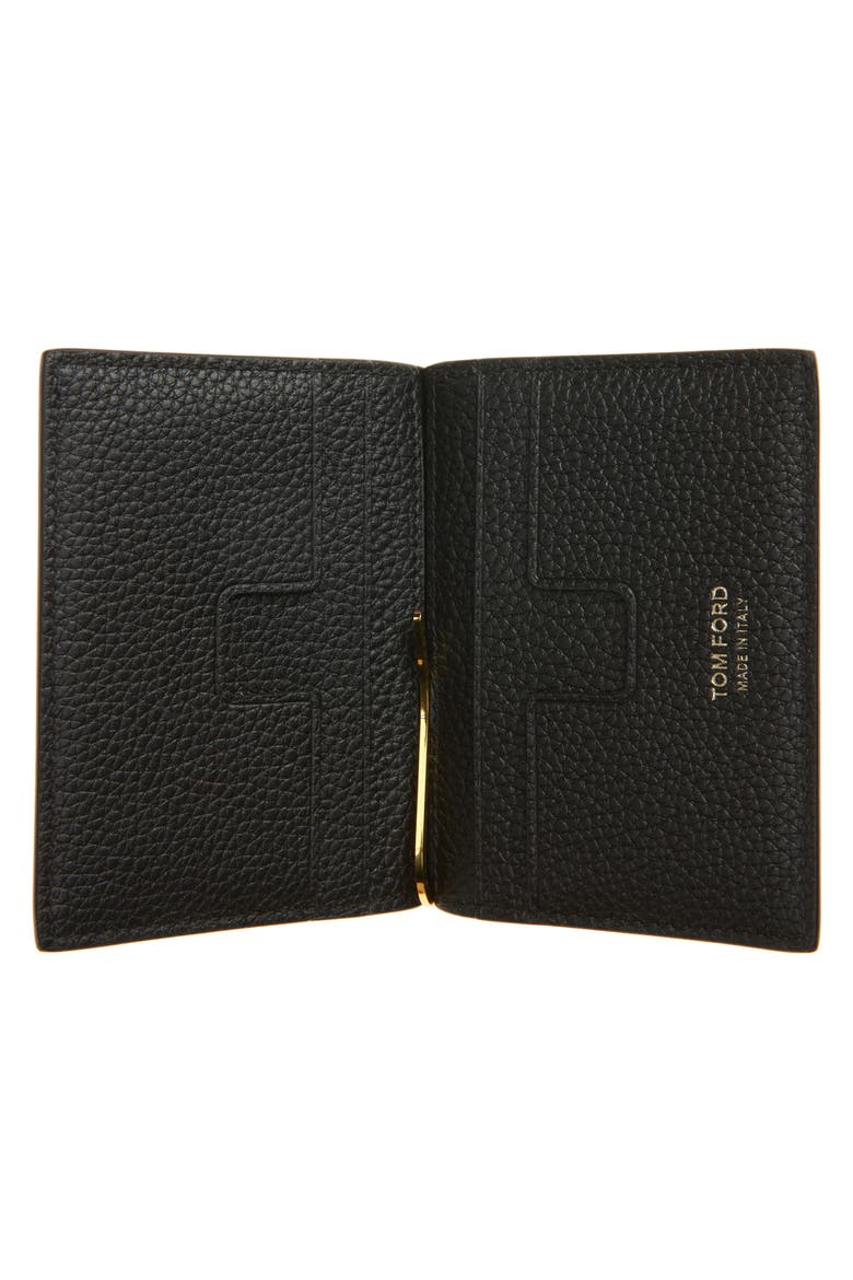 T-Line Soft Grain Leather Money Clip Wallet, Alternate, color, NAA BLACK