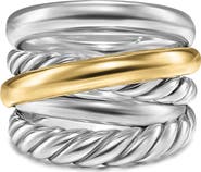 David Yurman Crossover Five-Row Ring in Sterling Silver with 14K Yellow Gold