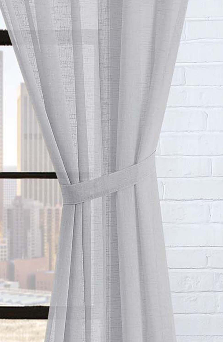 Lucky Brand Onyx Textured Sheer Set of 2 Curtain Panels, Alternate, color, 