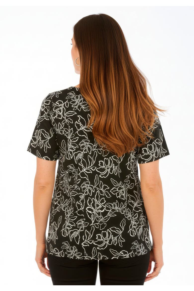 Stretch Cotton Cuff Tee, Alternate, color, BLACK MOVING FLORAL