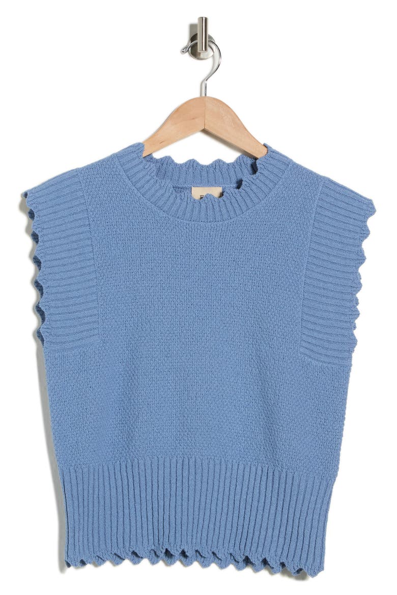 Scalloped Sleeveless Sweater, Alternate, color, SKY BLUE