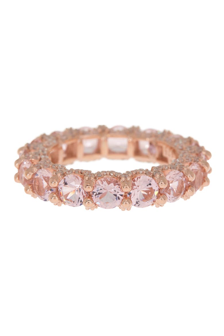 Pink CZ Rose Gold Plated Sterling Silver Band Ring, Main, color, PINK