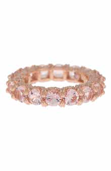 SUZY LEVIAN Pink CZ Rose Gold Plated Sterling Silver Band Ring