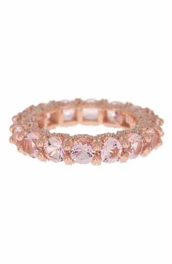 SUZY LEVIAN Pink CZ Rose Gold Plated Sterling Silver Band Ring