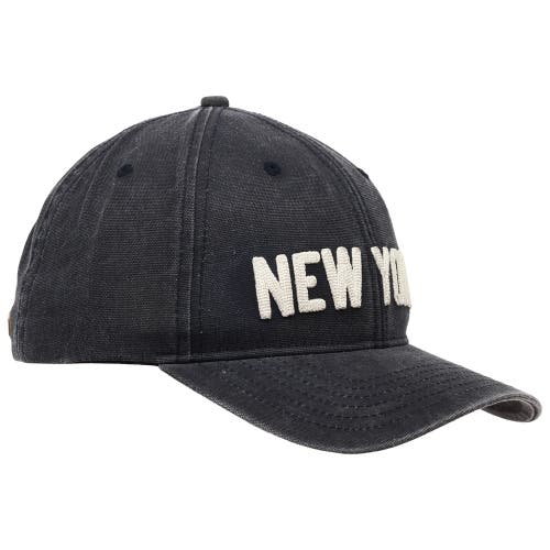 Blue Marlin New York Chainstitch Embroidered Pigment Washed Canvas Uncle Cap In Black