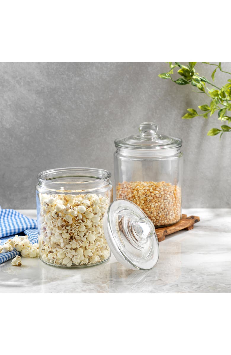 JoyJolt Round Glass Cookie Jar, Alternate, color, Clear