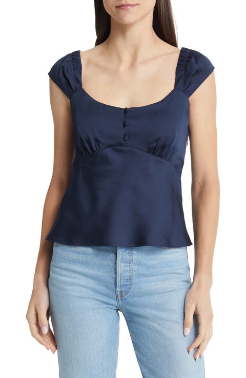 Cap Sleeve Satin Top (Regular & Plus Size)