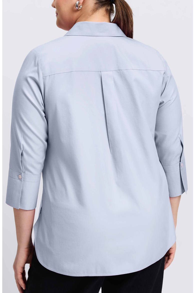 Madison Non-Iron Three-Quarter Sleeve Cotton Button-Up Shirt, Alternate, color, BLUE WAVE