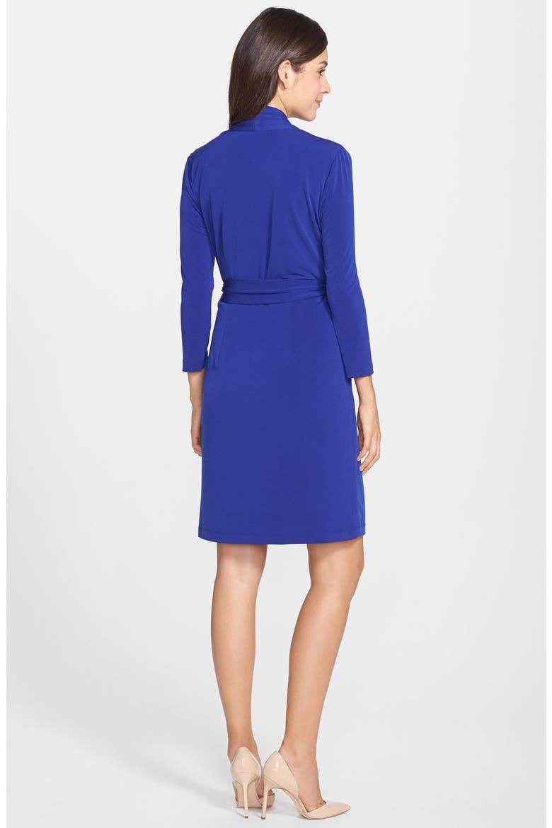 Long Sleeve Faux Wrap Jersey Dress, Alternate, color, COBALT