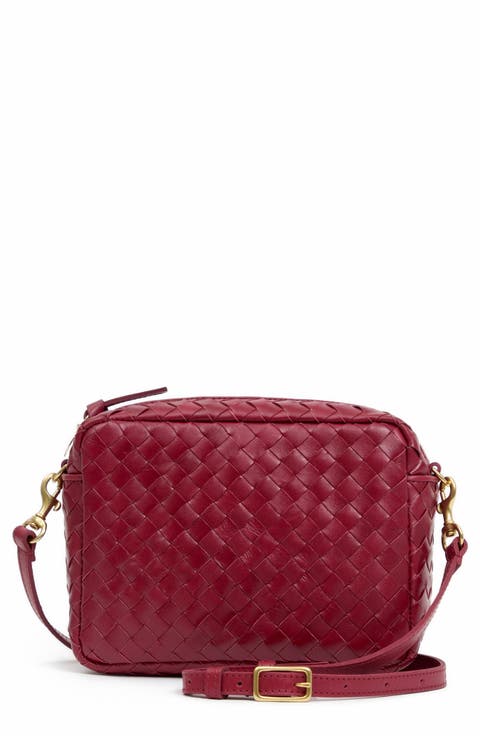 Midi Sac Woven Leather Crossbody Bag