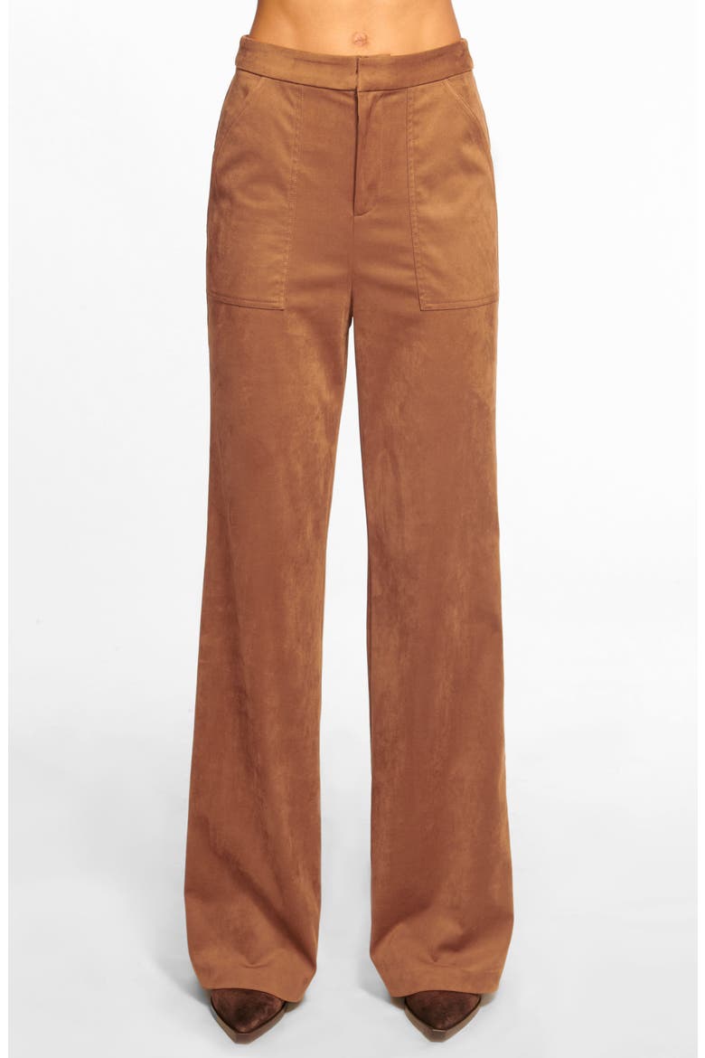 Edwina Faux Suede Pants, Alternate, color, SADDLE