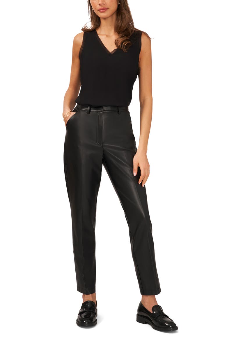 Straight Leg Faux Leather Trousers, Alternate, color, RICH BLACK 060