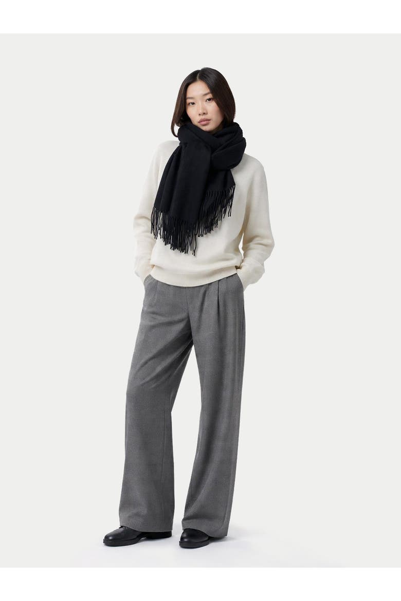 Wide Fringe Scarf, Alternate, color, black