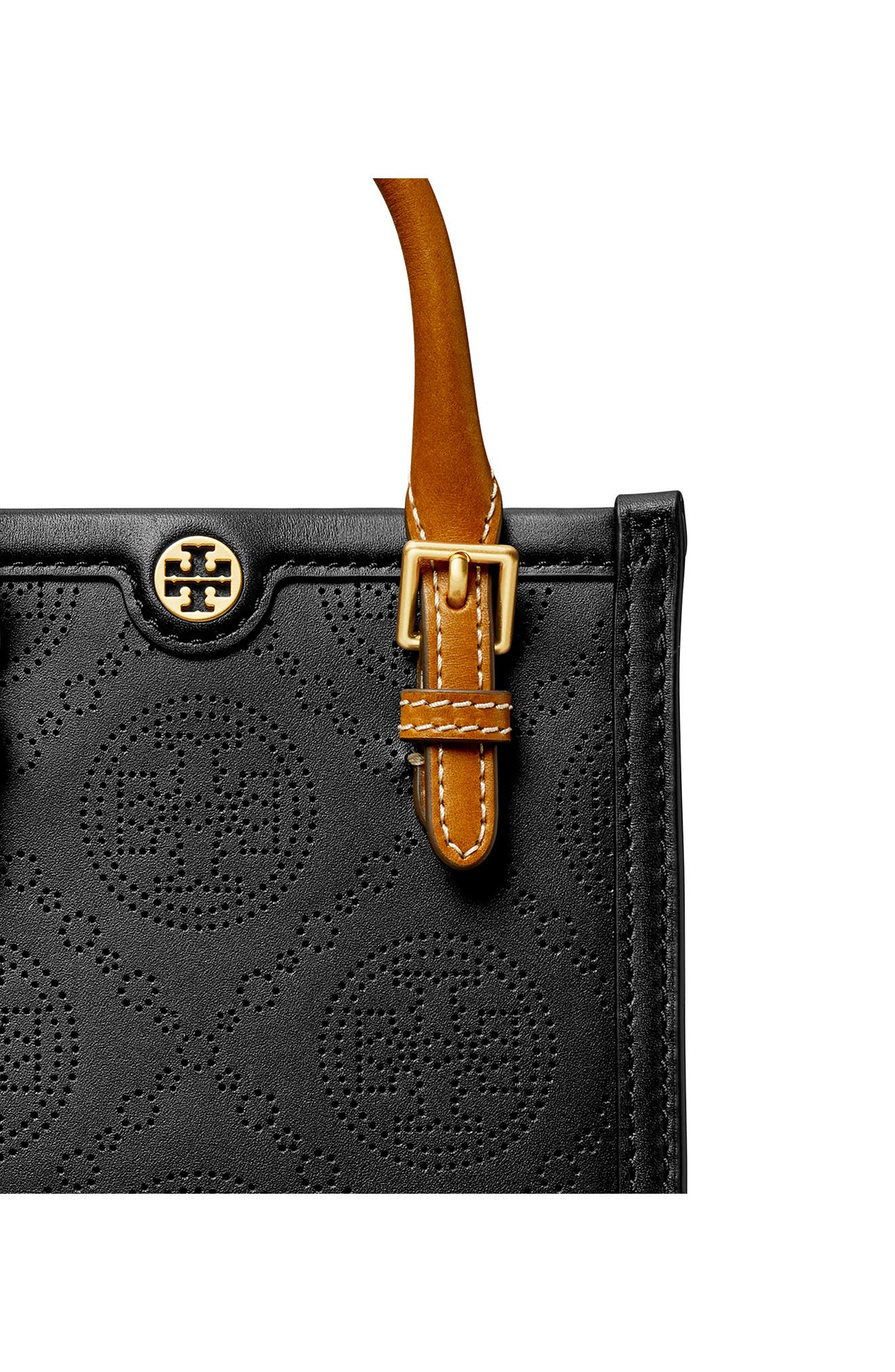 Tory Burch Mini T Monogram Perforated Leather Crossbody Tote, Alternate, color, 