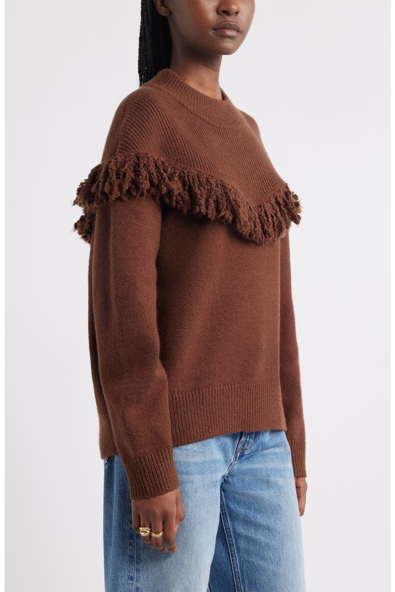 Novelty Fringe Sweater, Alternate, color, BROWN SOIL