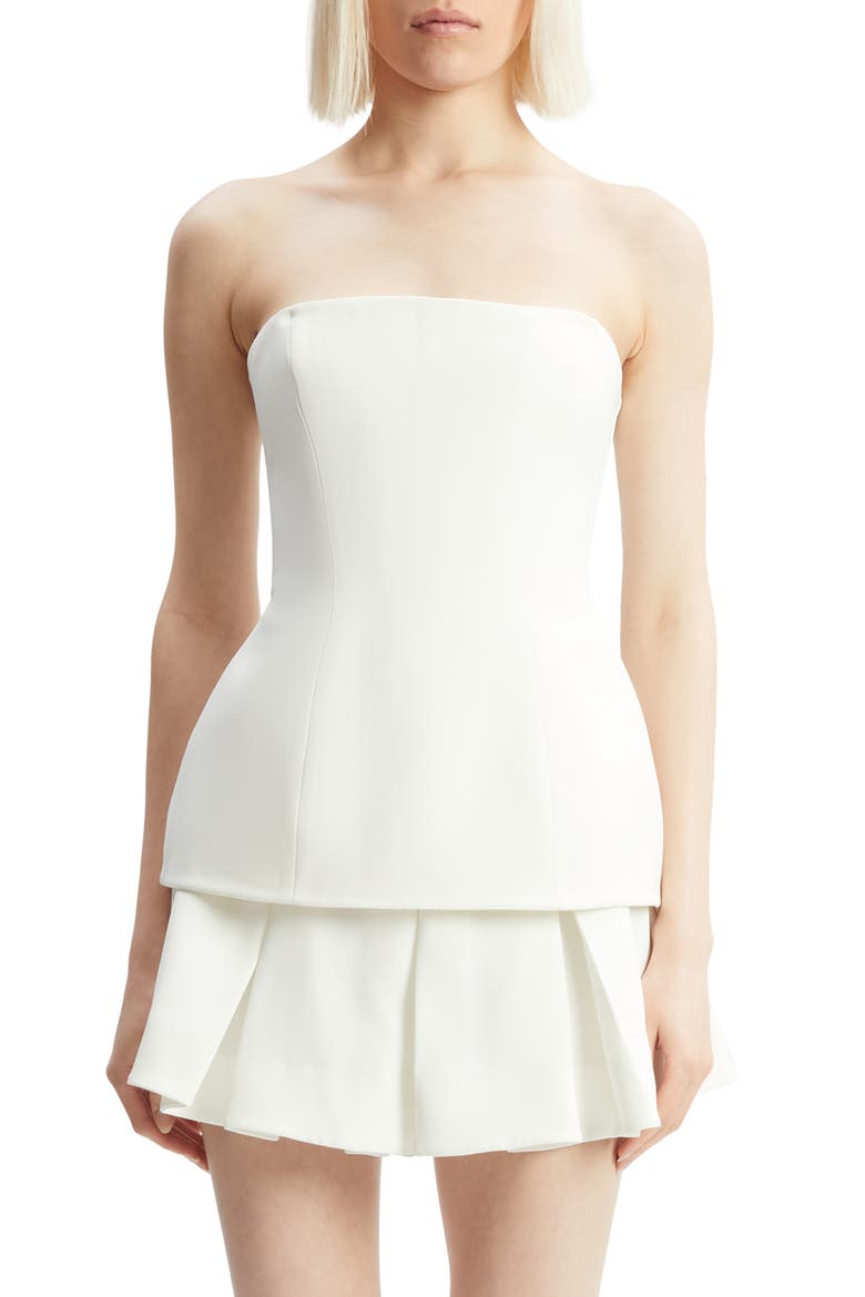 Helenia Longline Strapless Crepe Top, Main, color, ORCHID WHITE